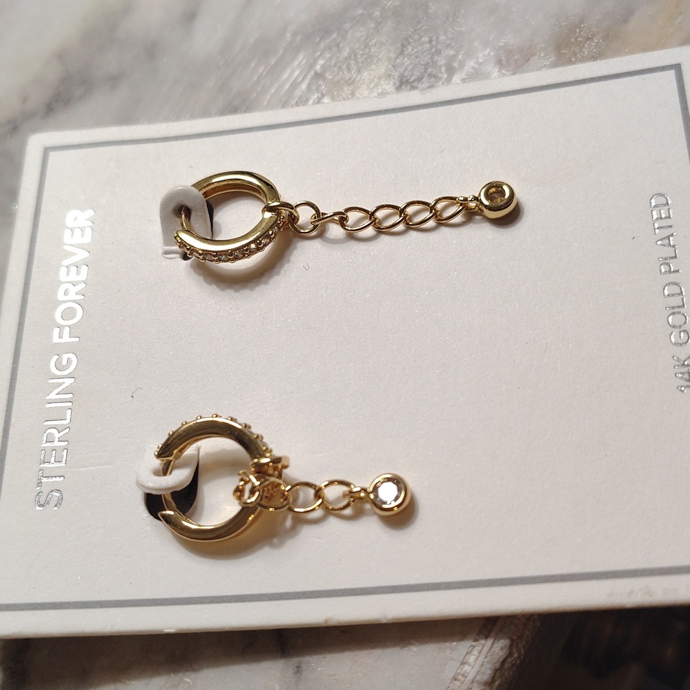 Gold push together fasten earrings with a little dangl. Very cute never worn